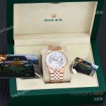 High Quality Replica ROLEX Explorer Rose Gold Five-Bead 316L Stainless Steel Strap Honeycomb Light Blue Face Rose Gold Case Watch 40mm